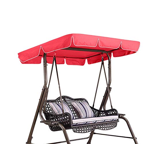Swing Chair Seat Top Cover Waterproof Rainproof Dust Guard Protector Swing Canopy Top Cover Replacement for Outdoor Porch Patio Yard Garden Hammock(Red)