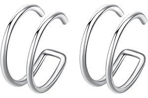 VELCARE 2-5 Pcs 18G 20G Nose Rings Hoops Nose Piercings Nose Piercing Jewelry Fake Nose Ring Fake Septum Double Hoop Nose Ring Hoop Lip Nose Rings for Women Clip On Helix Cartilage Hoop Earrings