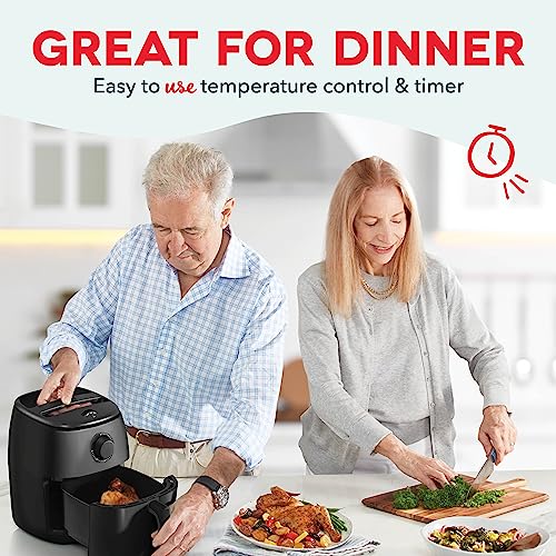 DASH Tasti-Crisp™ Electric Air Fryer Oven Cooker with Temperature Control, Non-Stick Fry Basket, Recipe Guide + Auto Shut Off Feature, 1000-Watt, 2.6Qt, Black