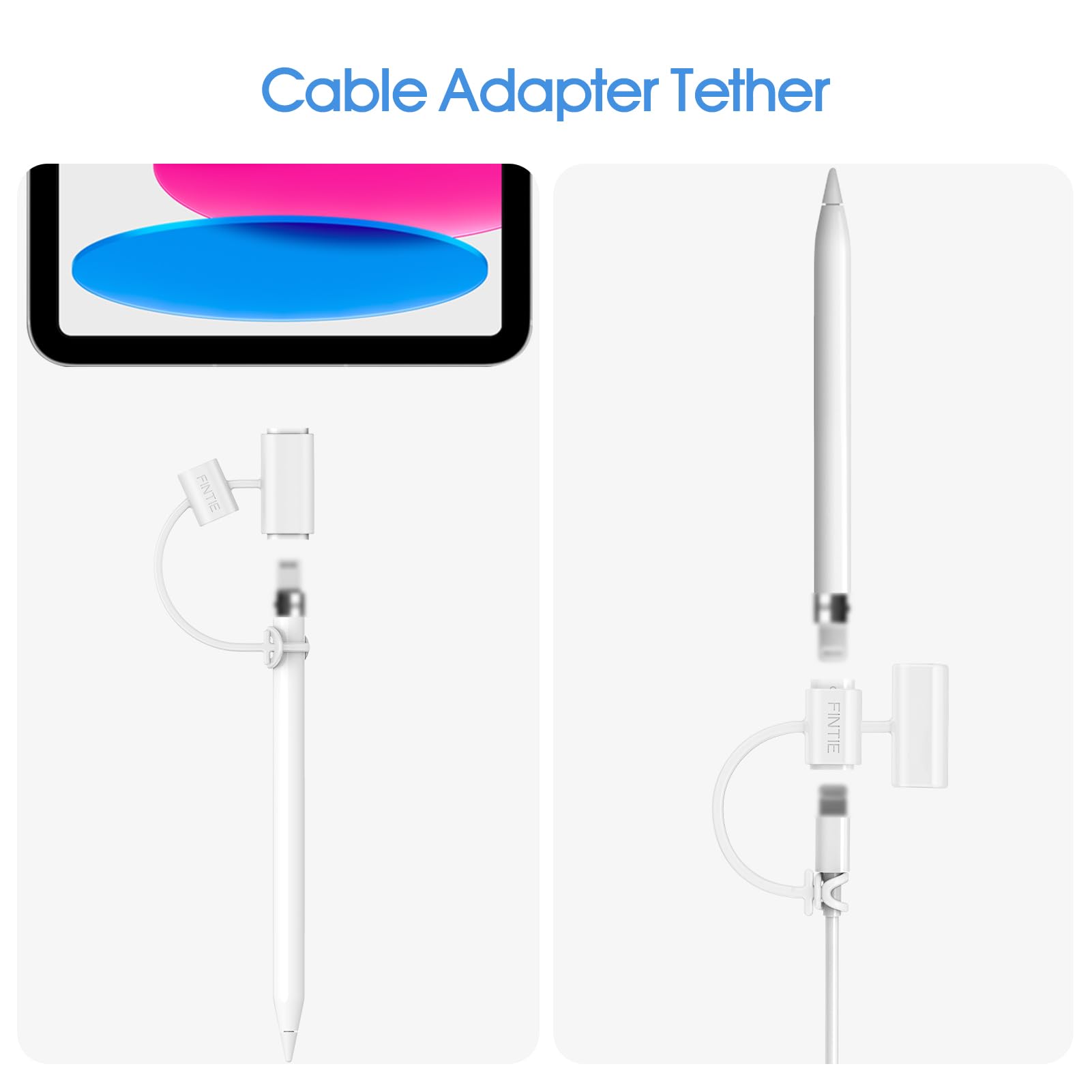 3 Pieces Silicone Bundle Compatible with Apple Pencil 1st Generation, Soft Protective Cover Accessories Pencil Cap Holder with Nib Cover, Cable Adapter Tether, White