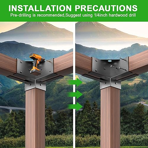ORIGLE Pergola Brackets - Heavy Duty 4x4 Brackets kit (Q235 Steel Anti-Corrosion, 3.58"x3.58" Fit) - Pergola Kit for DIY Garden, Patio, Gazebo - Weatherproof for 4x4 Wood Beams (4-Pack) | Heavy Duty Q235 Steel with Weatherproof Anti-Corrosion Coating