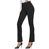 HISKYWIN Women Yoga Dress Pants Stretchy Work Pants Straightleg/Bootcut Office Slacks with Pockets for Business Casual Petite