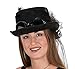 Jacobson Hat Company Deluxe Velvet 4.25 Inch Steampunk Top Hat with Removable Goggles,Black,One Size