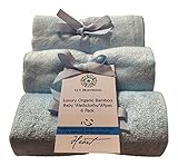 Bamboo Washcloths Face Towels for Sensitive Skin Great for Baby or Adult 6 Pack (Blue)