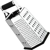 Cheese-Grater-Vegetable-Slicer Stainless Steel - 6-sides , 9.5 Inch Height, Rubber Handle, Non Slip Rubber Bottom by Utopia Kitchen ()