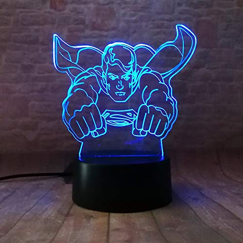 7 Color Changing Night Lamp 3D Atmosphere Bulbing Light 3D Visual Illusion LED Lamp for Kids Toy Christmas Birthday Gifts (Superman) - Thumbnail 3