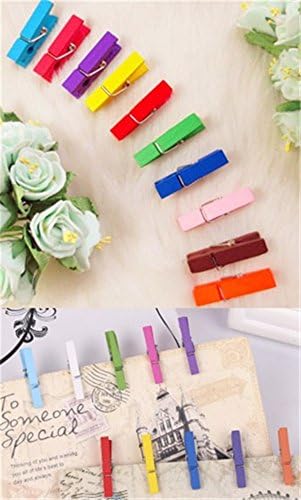 Interesting 20Pcs Mini Multicolor Wooden Clothe Photo Paper Peg Clothespin Craft Clips Party Decoration