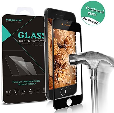 iPhone 7 Full Coverage Screen Protector, Hapurs Tempered Glass Screen Protector, High Definition Shockproof Anti-Bubble Screen Film for iphone 7 - Black