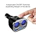 Rademax Cigarette Lighter Adapter, 2-Socket Car Socket Splitter 3.4A Dual USB Car Charger Individual Switch Power Adapter 12V/24V Outlet Multi-Functions Car Splitter, iPhone iPad Samsung and More