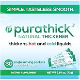 Purathick Natural Thickener Box of 30 Individual Serving Sticks, Thickens Hot and Cold Liquids for People with Dysphagia (1 Box)