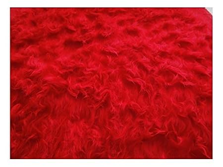 Fabrics City Malboro Red Teddy Long Hair Fur Fabric Faux Fur 2705