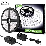 LE LED Strip Light, 16.4ft Dimmable Vanity Mirror Lights, 6000K Super Bright LED Tape Lights, 300 LEDs SMD 2835, Flexible Rope Light for Home, Kitchen, Under Cabinet, Bedroom, Daylight White