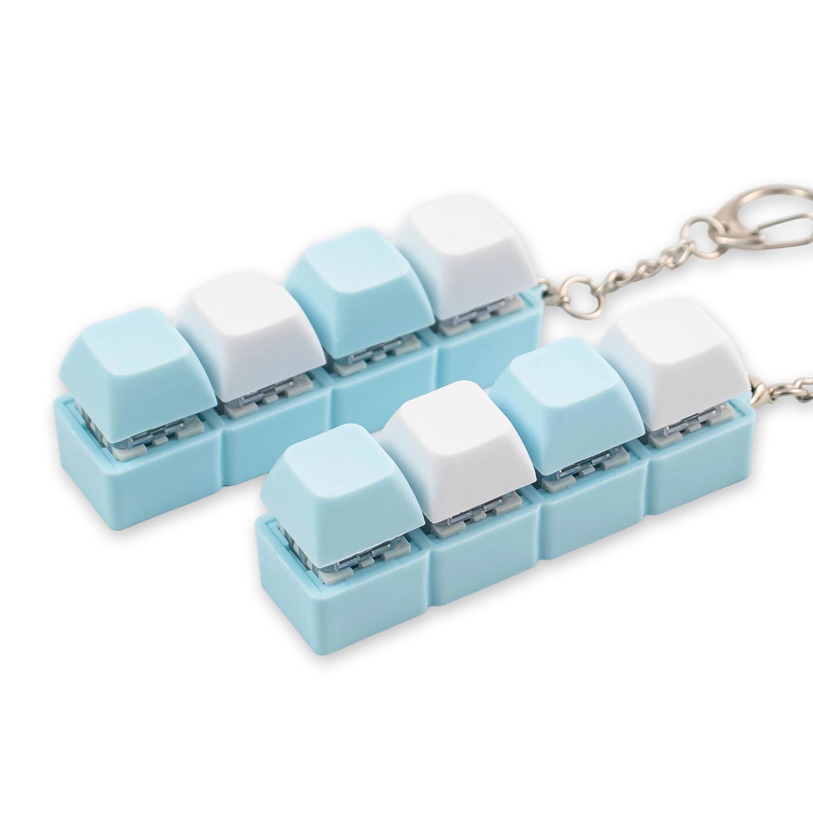 2 Pcs Blue Keyboard Clicker Fidget Toy, Loud Keyboard Fidget Toy for Adult, 4 Keys Anxiety Toy Keyboard Keychain for Stress Relief Pass Time