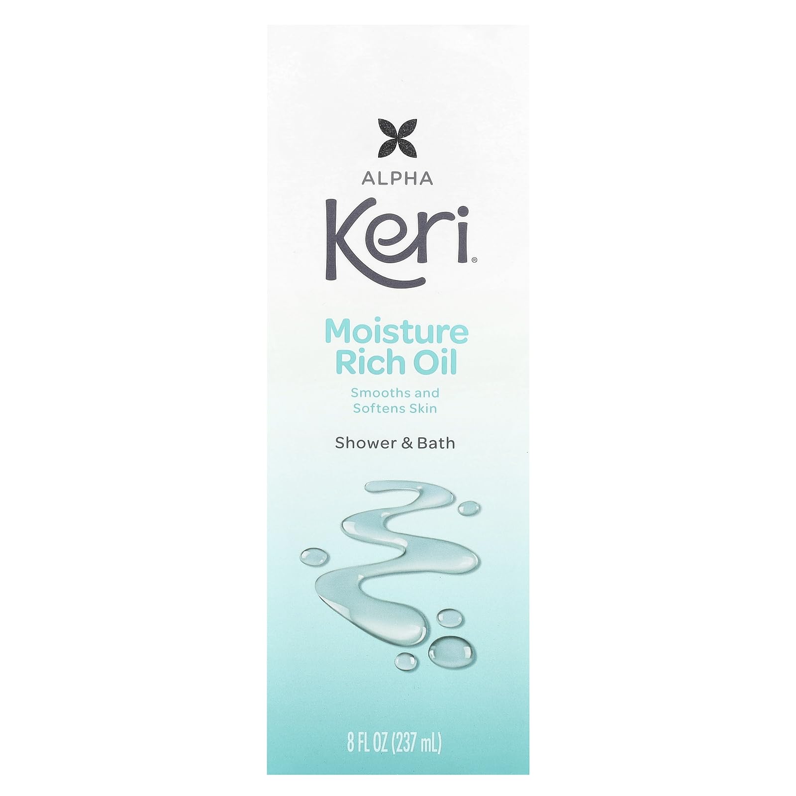 Keri Moisture Rich Shower Bath Oil, Clear, 8 Ounce