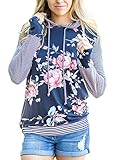 Leindr Casual Pullover Long Sleeve Floral Print Hooded Sweatshirt Hoodies for Women Plus Size