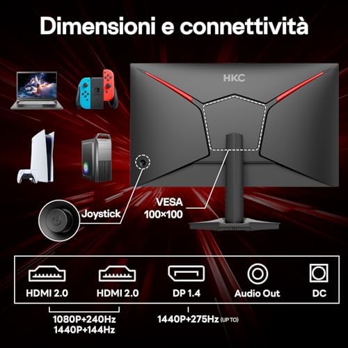 Monitor Gaming Fast IPS 27 Pollici, QHD 260Hz (OC 275Hz), HDR400