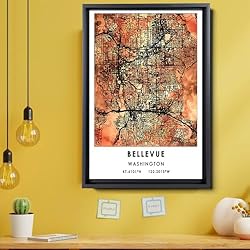 Bellevue Map Poster, Washington Map Art Poster, Map