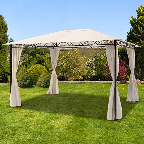 TOOLPORT Gartenpavillon 3x4 m wasserdicht Pavillon mit 4 Seitenteilen Gartenzelt ca. 180g/m² Dachplane in Creme… – Bild 3