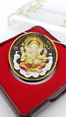 Thai amulets Lucky talisman Lore Ganesha Elephant Hindu God 'Fulfill Wishes' edition back with Hermit Lersi, yantra, with temple code number. Thai Genuine lucky talisman beautifully made
