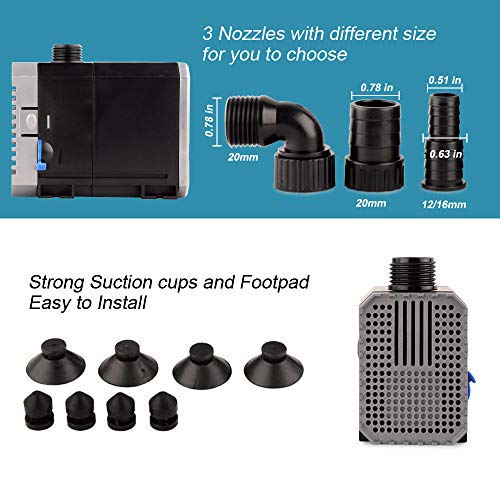 YCTECH 45W 660 GPH Submersible Pump for Aquarium, Fish Tank, Pond, Fountains, Statuary, Hydroponics Aquaponics