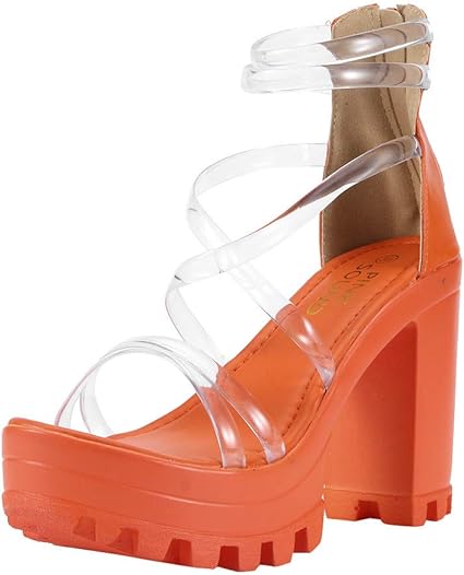orange shoes heels