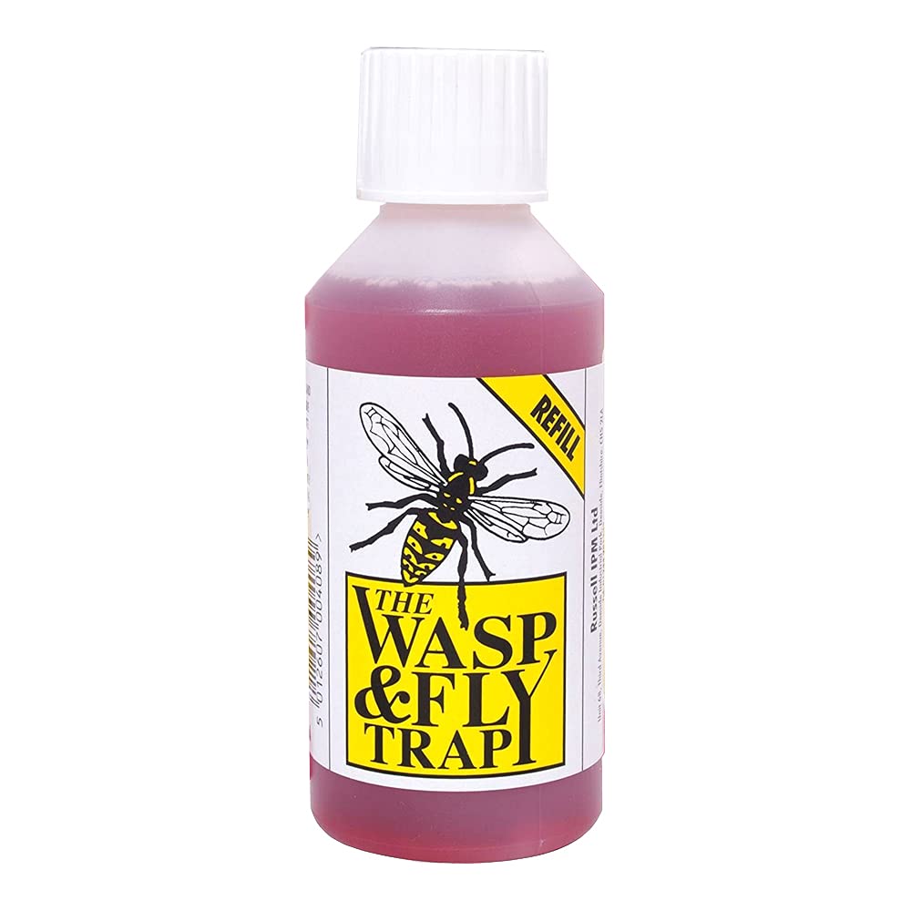 Russell IPM Wasp trap refill (250ml) x1 - Wasp Attractant, Wasp Lure, Fly Attractant, Fly Lure (No Bees Attracted) including a Plastic Butterfly Barrier