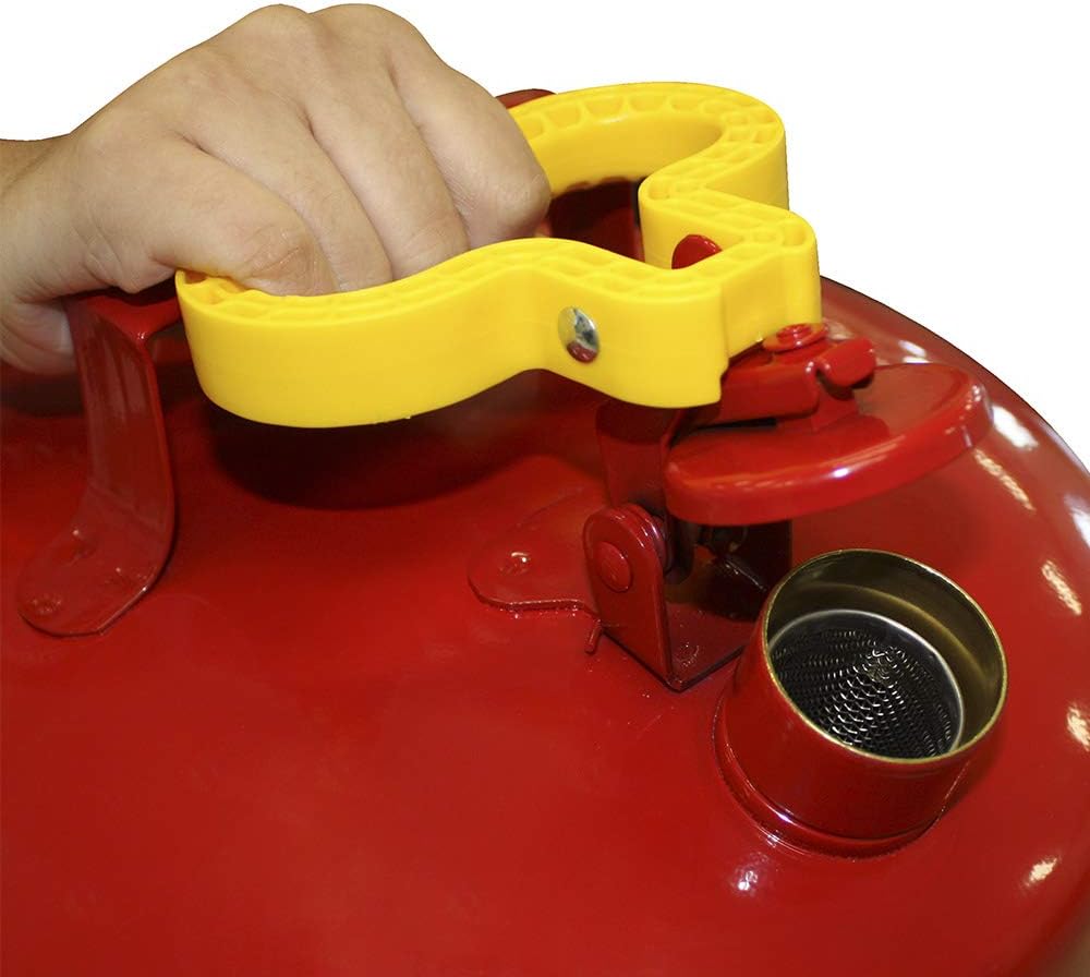 Eagle UI-50-FS Red Galvanized Steel Type I Gasoline Safety Can with Funnel, 5 gallon Capacity, 13.5" Height, 12.5" Diameter, Red/Yellow: Hazardous Storage Cans: Industrial & Scientific