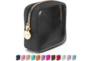 Embla Clear Cosmetic Bag Makeup Case, Clear Zipper Make Up Pouch and Toiletry Travel Tote, Cute Skincare Pouches for Women Girls, Preppy Purse Cosmetic Organizer, Mini Makeup Bags, Black