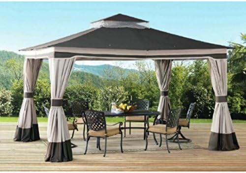 Patio Gazebo, Metal Gazebo, Pergolas And Gazebos,12 Ft. W x 10 Ft. D Portable,With Mosquito Netting And Privacy Curtains-Enjoy Your Personal Shaded Oasis