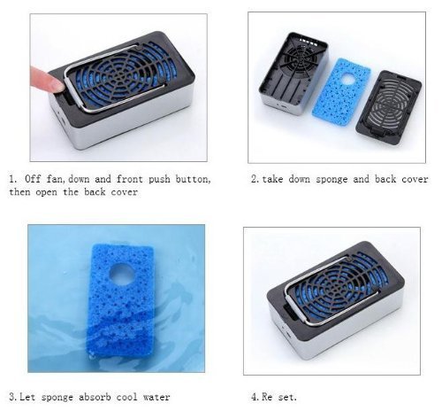Mini Air Conditioner Personal Necklace No Leaf Fan Handheld Table Summer Cooler Fan with 1400mAh USB Rechargeable Battery Fan (Black)