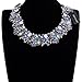 Jerollin Vintage Gold Tone Chain Multi-Color Glass Crystal Charm Choker Statement Collar Necklace