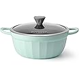BUYDEEM CP152 Cast Aluminum Nonstick Stockpot, All Stovetops Ovens Microwaves Compatible, Dishwasher Safe, Cozy Greenish, 4.7QT