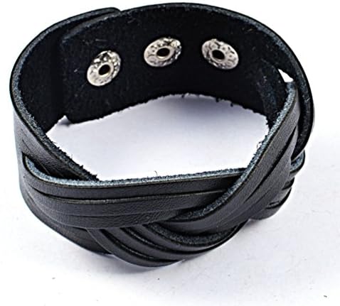 Jewelryfinds Korean Fashion Multilayer Winding Halloween Prom Black Men Titanium Steel Leather Rope Bracelet