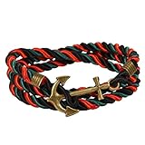 Vintage Nautical Anchor Charm Multiplayer Rope Twining Weave Nylon Rope Bracelet By Rivertree