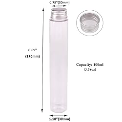 15 Pack 100ml Clear Plastic Test Tubes with Screw