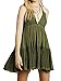 R.Vivimos Womens Summer Halter Deep V Neck Sexy Patchwork Mini Short Dresses (X-Large, Green)