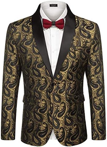 Coofandy Coofadny Mens Floral Tuxedo Jacket Paisley Embroidered Suit Blazer Jacket For Dinner Party Wedding Prom Gold Small Amazon Com Au Fashion