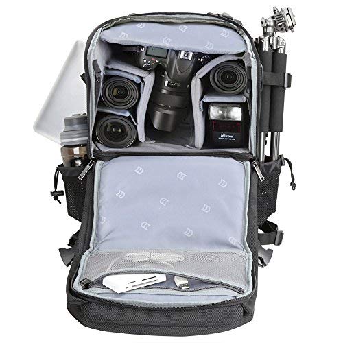 Evecase Extra Large Professional DSLR Camera / Laptop Travel Backpack Gadget Bag w Rain Cover For 15.6-inch Laptop, Tablet, Lens Kit Accessories, Full Frame Mirrorless Digital Cameras