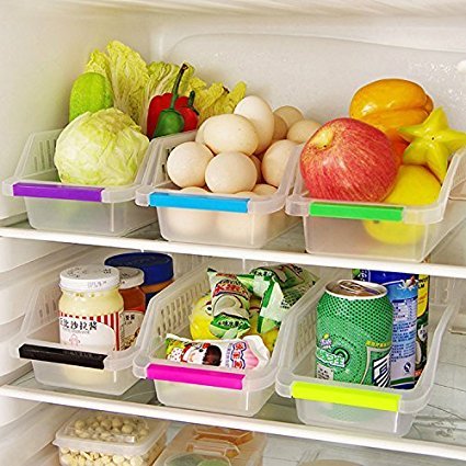 M-Aimee 4Pack Plastic Fruits Refrigerator Storage Tray Organizer with Handle Random Color - Thumbnail 2