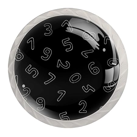 Küchenschrankknöpfe Schwarze Zahl Math Nachttischknöpfe Bemalte