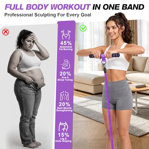 WOQQW Multifunction Pedal Resistance Band with Handle, Upgraded 3 Tube Adjustable Foot Resistance Bands for for Core, Arm, Legs, Body Puller Trainer - Sit Up Exercise Equipment for Women Men