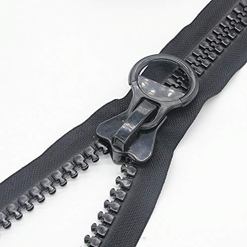 Leekayer20 Super Large Plastic Zipper Black Heavy Duty Zippers by The