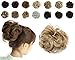 Haironline Scrunchie Bun Up Do Hair Piece Hair Ribbon Ponytail Extensions Wavy Curly Ash Blonde Mix Bleach Blonde, 55 Gram