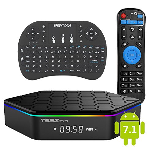 Easytone T95Z PLUS Android TV Box,Octa Core Smart TV Box 2GB RAM 16GB ROM Android 7.1 Amlogic S912 Support 2.4G/5G Dual Wifi/1000M LAN/BT 4.0/4K Resolution/3D TV Boxes with Mini Wireless Keyboard