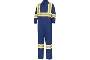 Pioneer High Visibility Safety Work Cotton Coveralls - Action Back, Elastic Waist, Reflective Tape