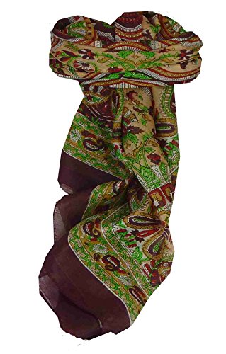 Pashmina & Silk Mulberry Silk Traditional Square Scarf Colaba Maroon