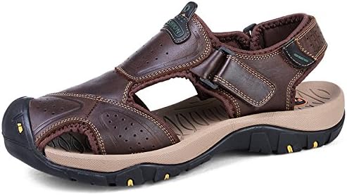 WINWANT Men's Leather Outdoor Sport Hiking Sandals Athletic Fisherman Beach Genuine Leather Sandals