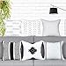 Yastouay Decorative Pillow Covers Set of 6 Modern Pillow Covers Geometric Pillow Covers Simple Strings Pillow Cases Home Decor Cushion Covers for Couch Sofa Bedroom Car (Black White, 18 x 18 Inch)