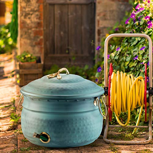 LifeSmart Decorative Garden Hose Pot Storage Holder with Lid 12 x 16
