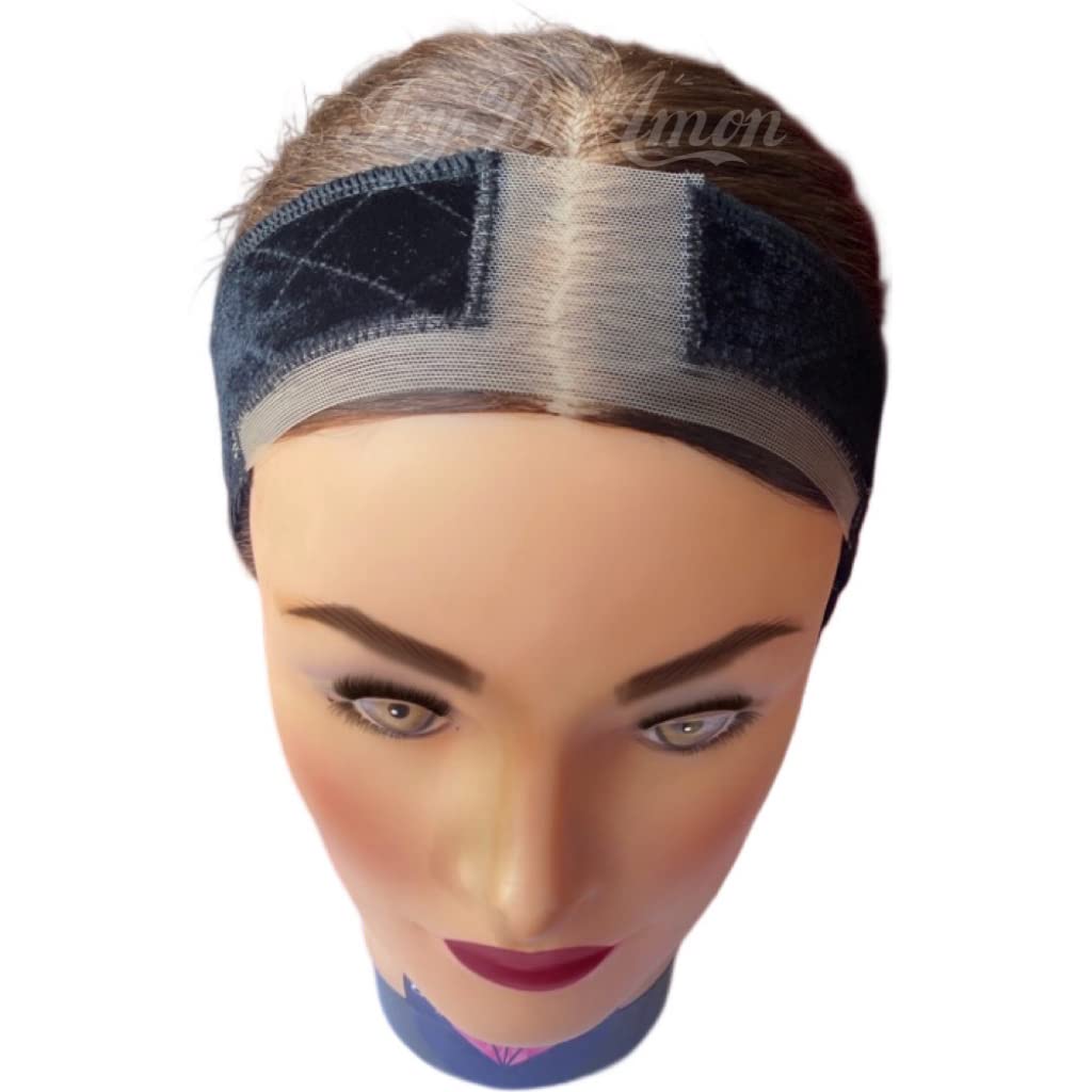 ICYBYAMON Lace Wig Grip Band For Lace Wigs and Frontals, Reinforced Swiss Lace Velvet Band Adjustable Velcro Band (Black)